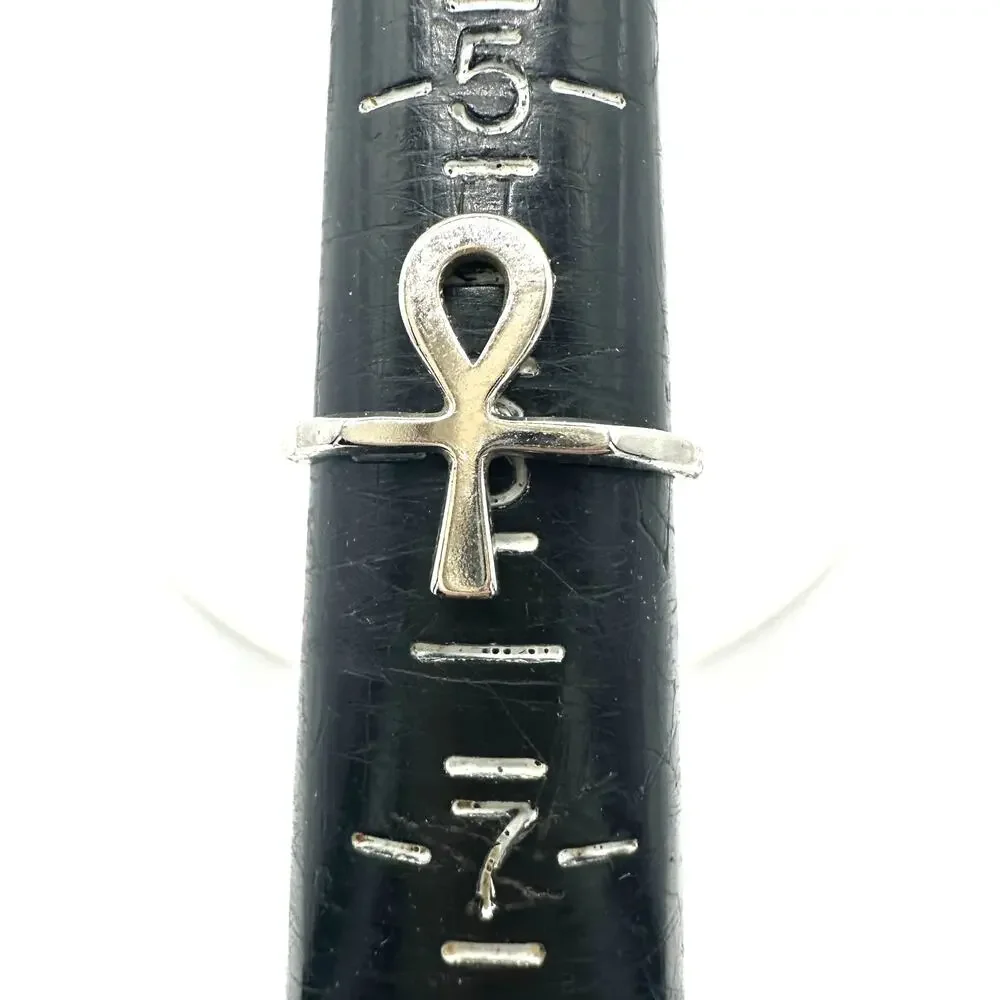 Vargas vintage 925 sterling silver Ankh Egyptian hieroglyph key of life ring 6